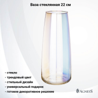 887-219 Ваза стеклянная 22 см, Agness