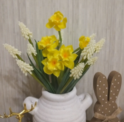 90893 Искусственный цветок 30см, AltFlowers, декор "Нарциссы", силикон, микс