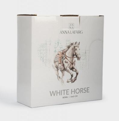 ANLAF-FXY-160128-6 Пиала 14*5 см, Anna Lafarg, белая с серебристым кантом, Конь, White horse