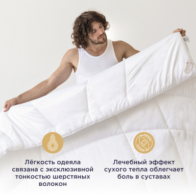 Одеяло летнее 170*205см, серия Royal wool, 70% тенсель/ 30% хлопок