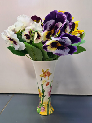 91082 Цветок искусственный 25см, Анютины глазки, шелк, микс