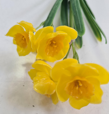 90893 Искусственный цветок 30см, AltFlowers, декор "Нарциссы", силикон, микс