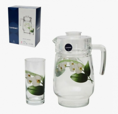 P0328/7 Набор для воды,  LUMINARC, DIWALI WHITE ORCHID, 7 предметов